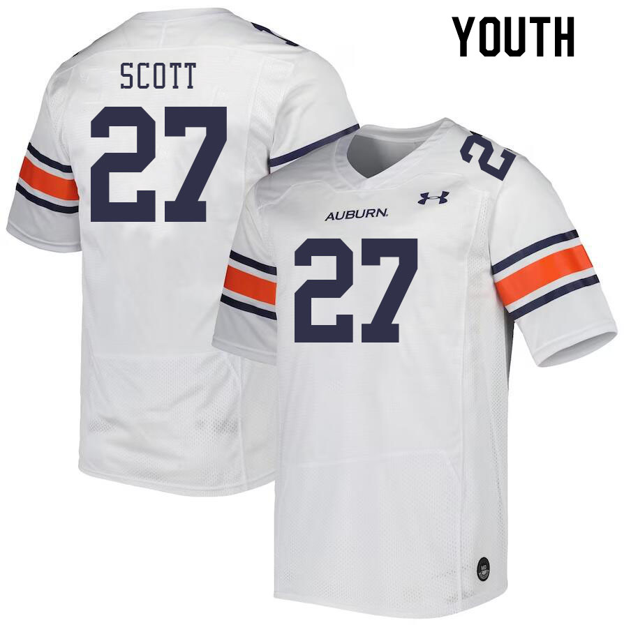 Youth #27 Tyler Scott Auburn Tigers College Football Jerseys Stitched Sale-White - Click Image to Close